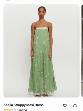 Kivari Kaelia Strappy Maxi Dress - Sage Green with Ivory Trim